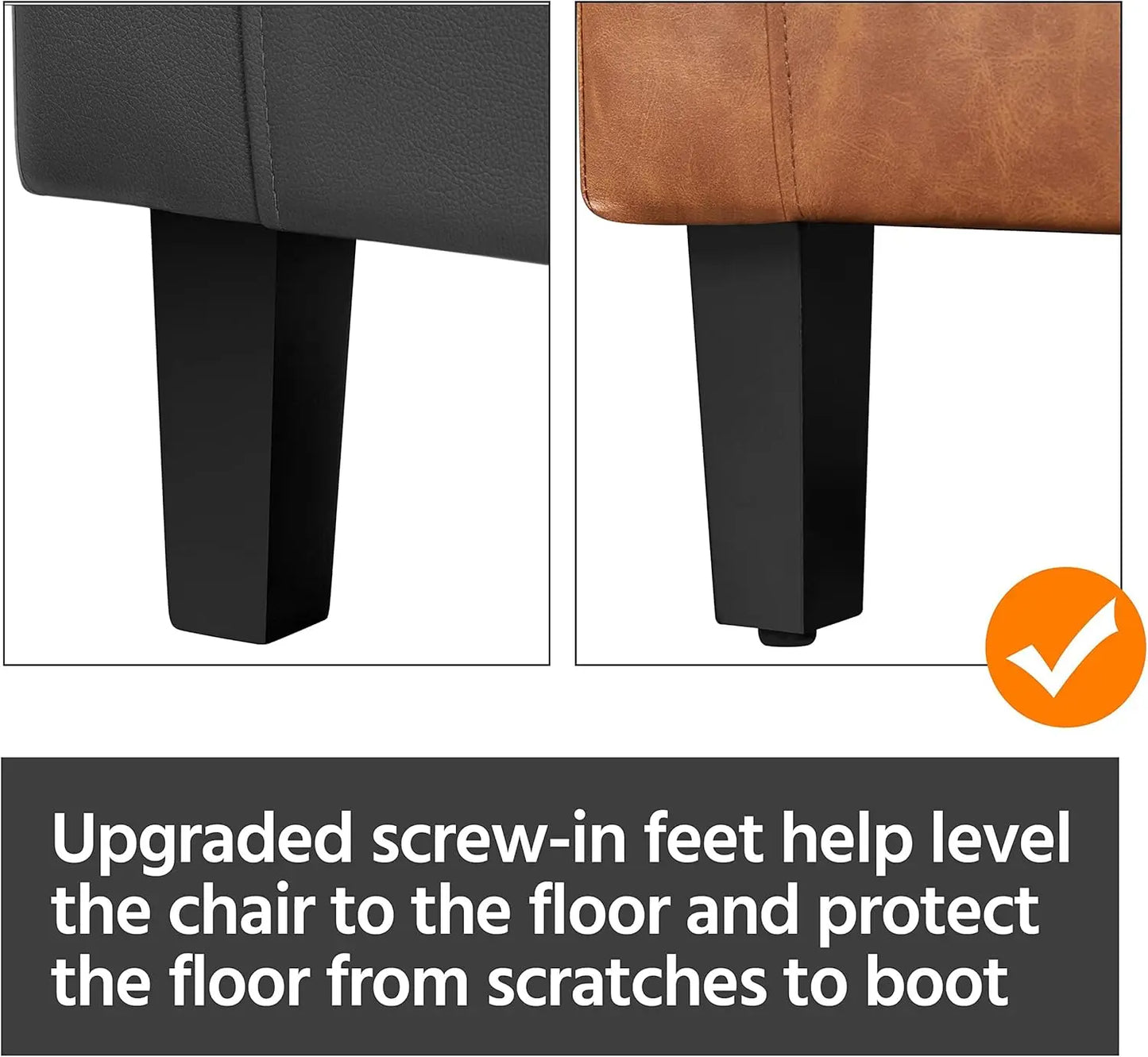 Modern Accent Set of 2 Faux Leather Barrel Comfy Club Armchairs with Soft Seat for Living Room
