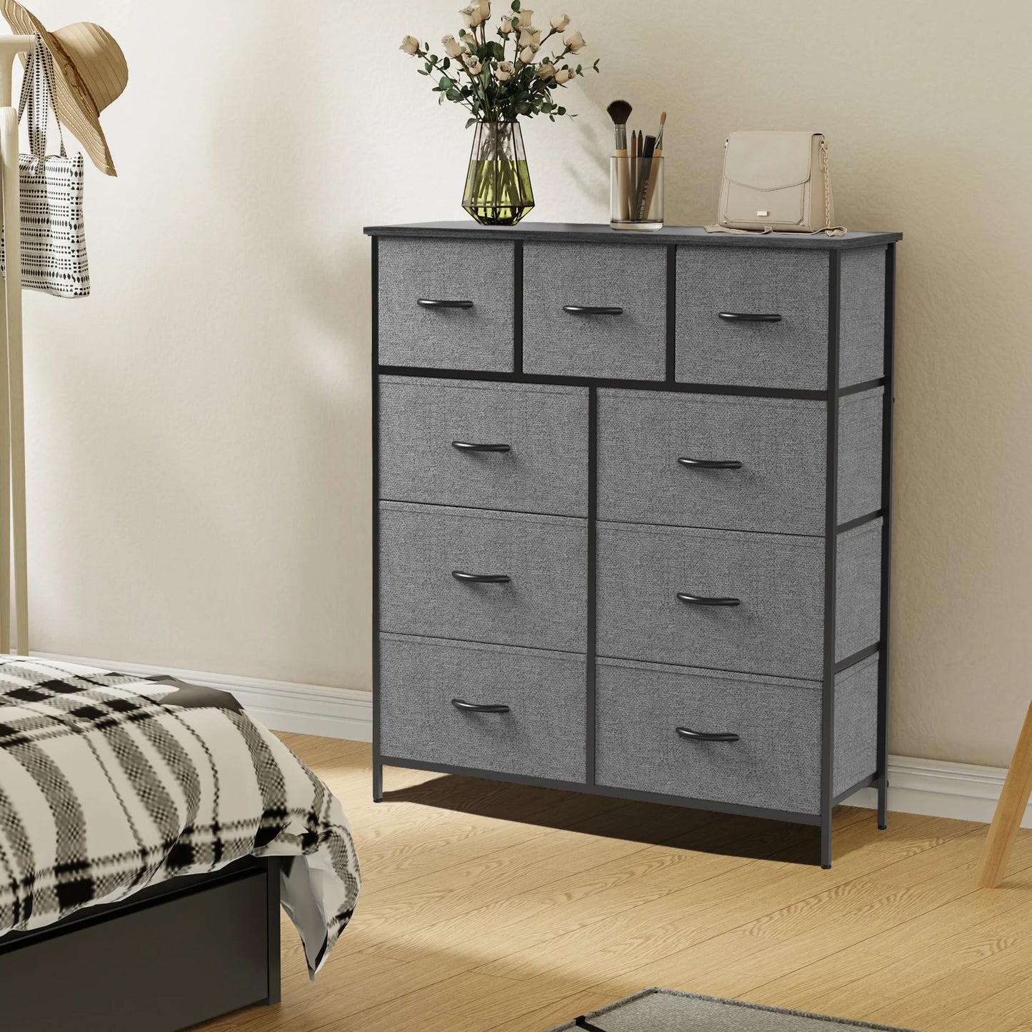 Fabric Wardrobe Storage Organizer Dresser For Bedroom With 9 Drawer