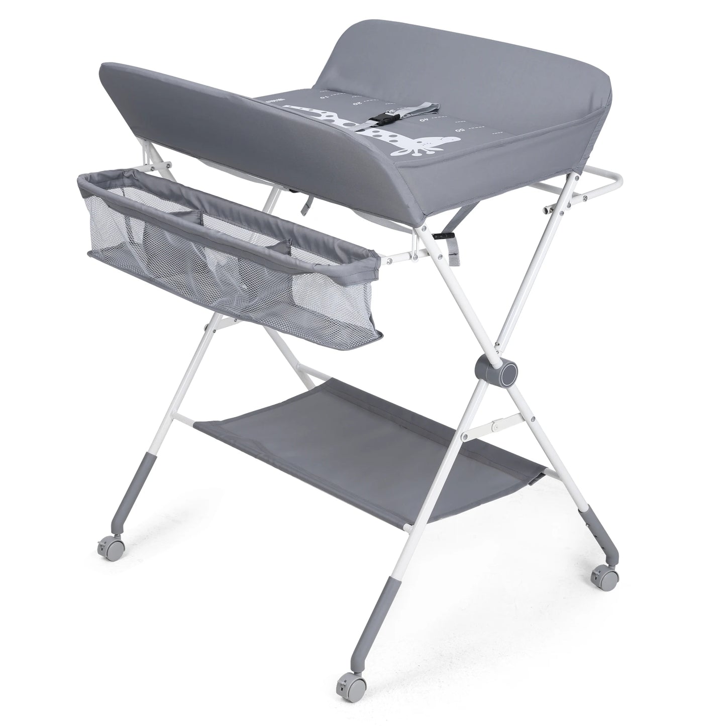 Portable Foldable Waterproof Adjustable Baby Changing Table with Wheels