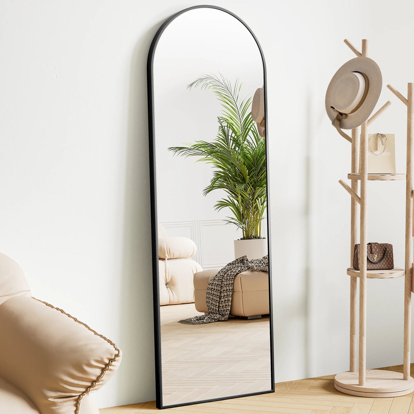64"x 21" Full Body Mirror Standing ,Hanging ,Leaning, or Wall-Mounted with Stand Aluminum ,Alloy Frame Living Room