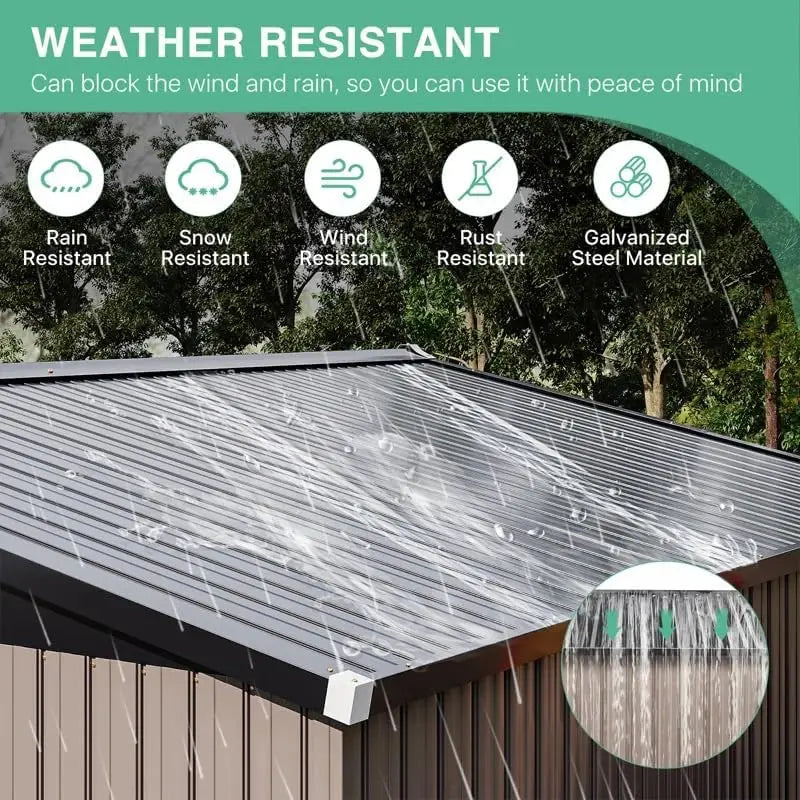 10X12 FT Outdoor Durable Waterproof Metal Tools Storage Shed for Garden, Patio and Backyard.
