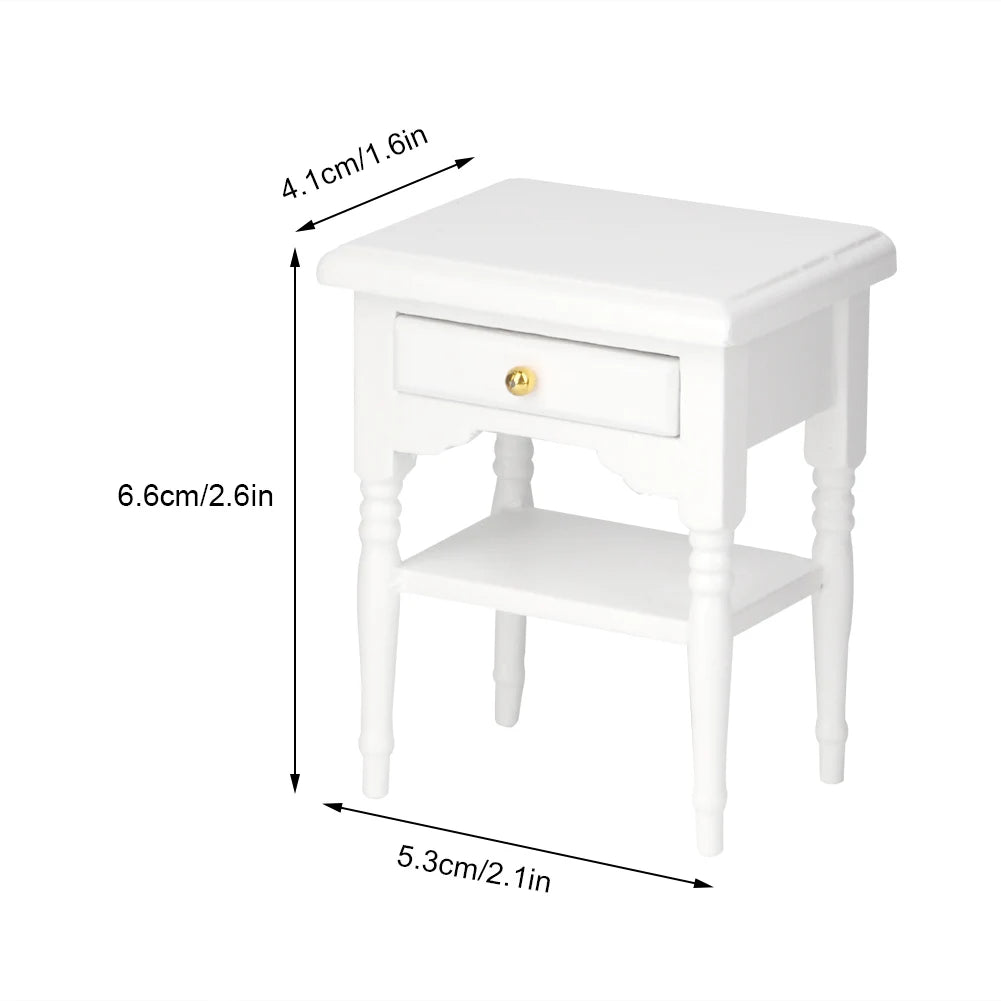 White Mini Bedroom Furnishing Articles Wooden Bedside Table Model