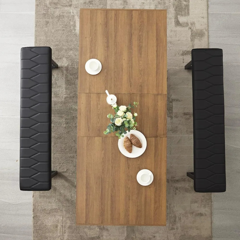 63"-79" Extendable Modern Wooden Farmhouse Dining-table