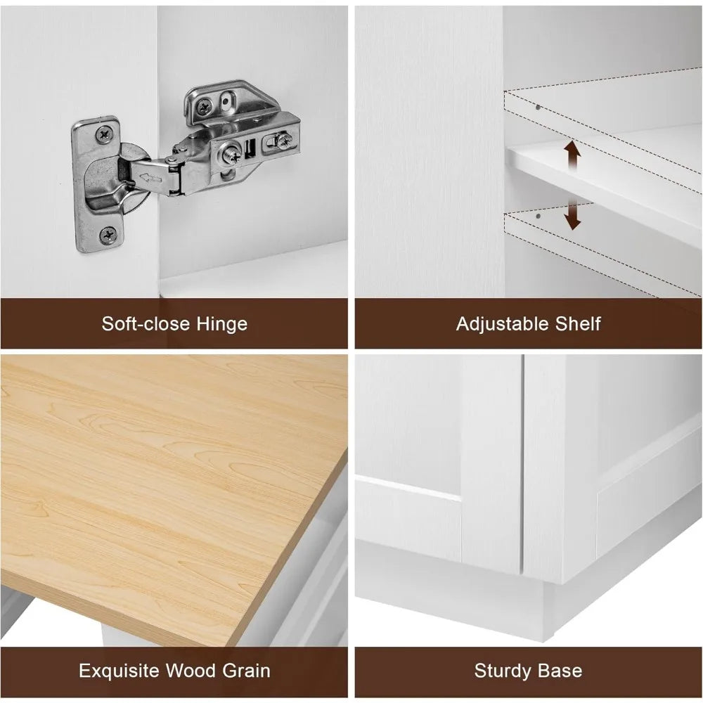 82.7" Portable Kitchen Island with Extendable Dining Table for 2-6 Person with Double-sized Storage, Power Outlet,