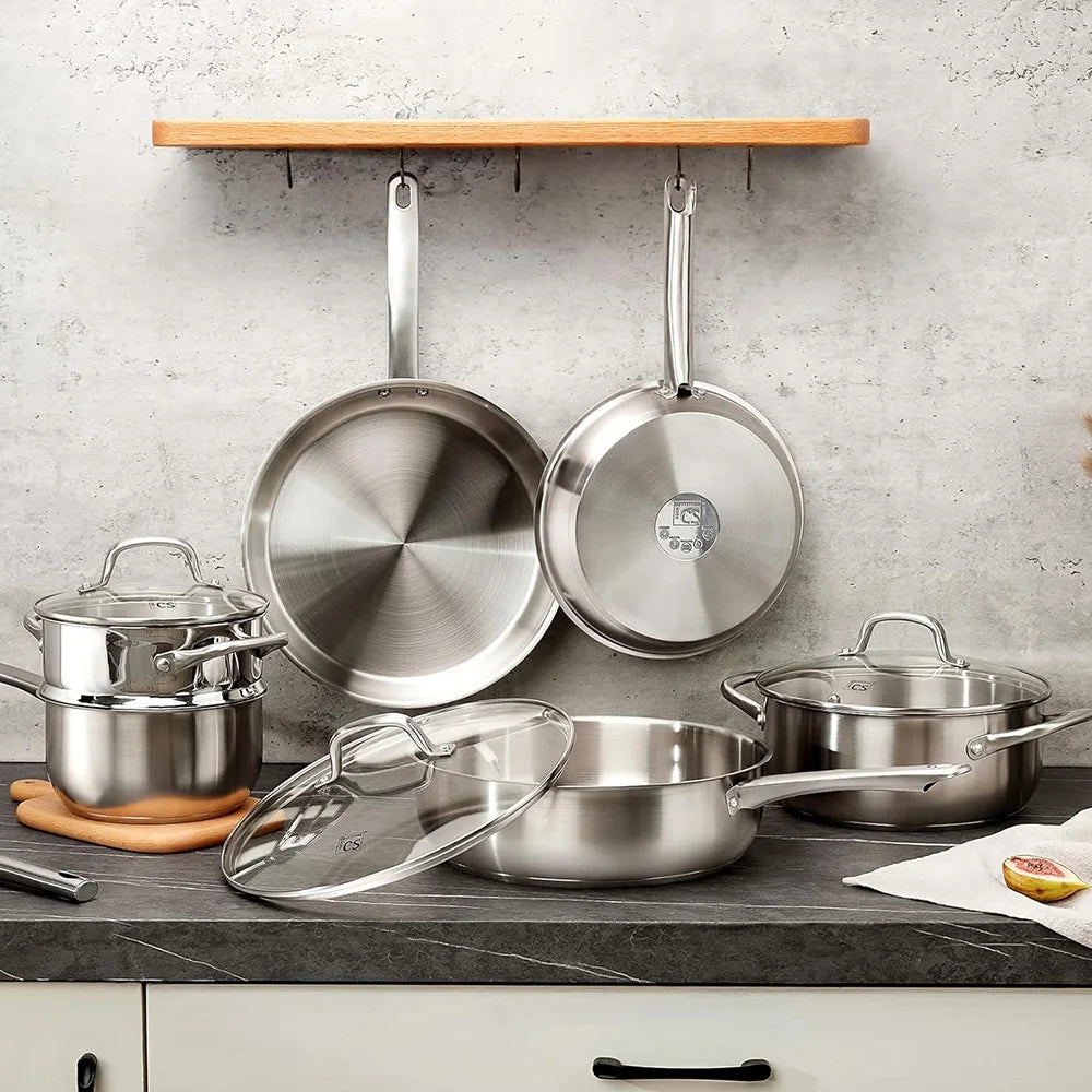 10pcs Stainless Steel Oven Safe Cookware Set