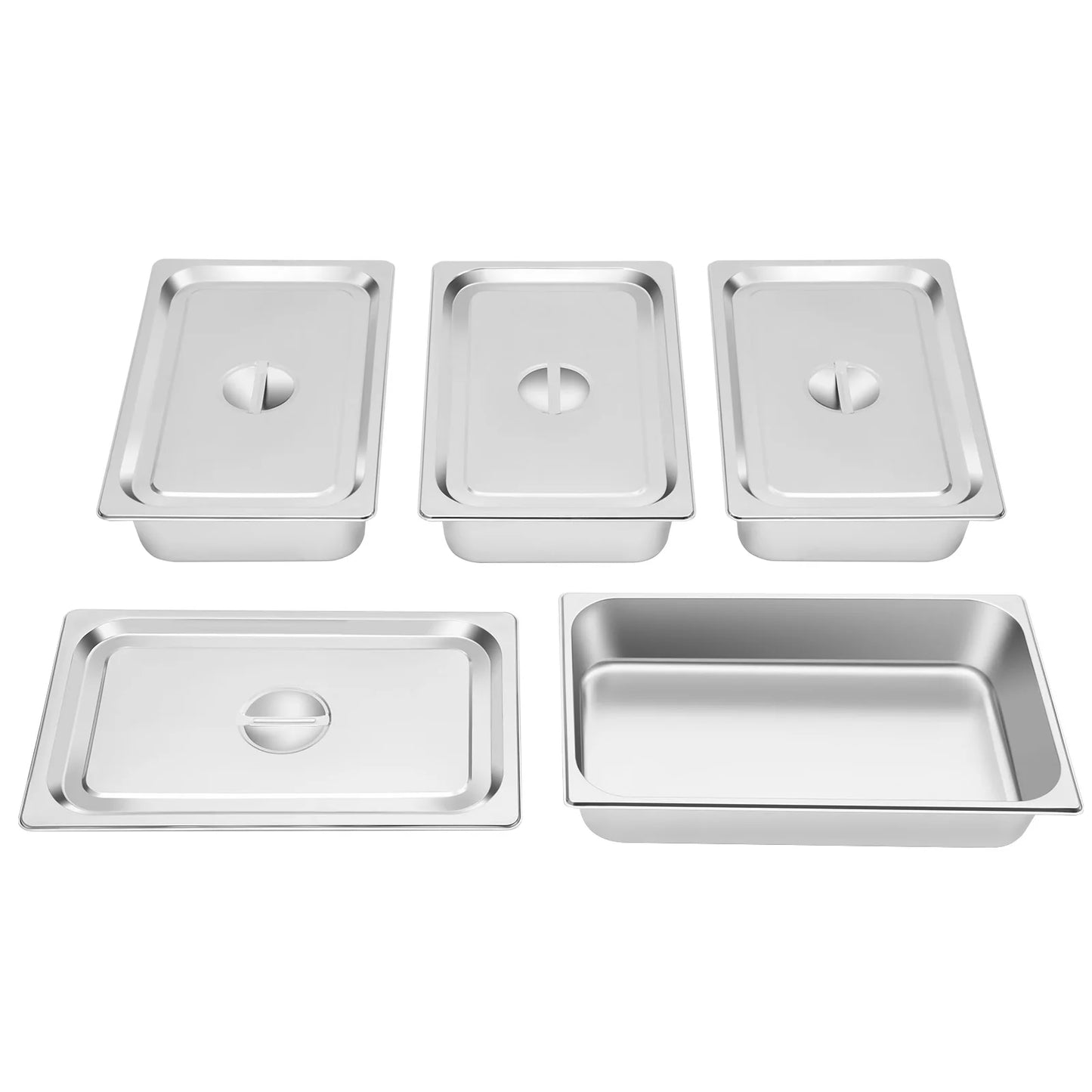 4 Pcs Stainless Steel Buffet Chafing Food Container Table Pans with Lids for Commercial and Personal Use.