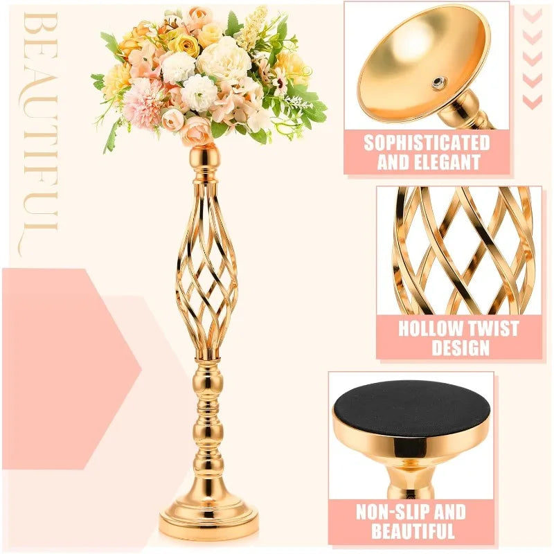 Elegant 20 Pcs Tall Large Metal Flower Arrangement Vase Stand or Candle Holder Wedding Centerpiece for Table Decorations