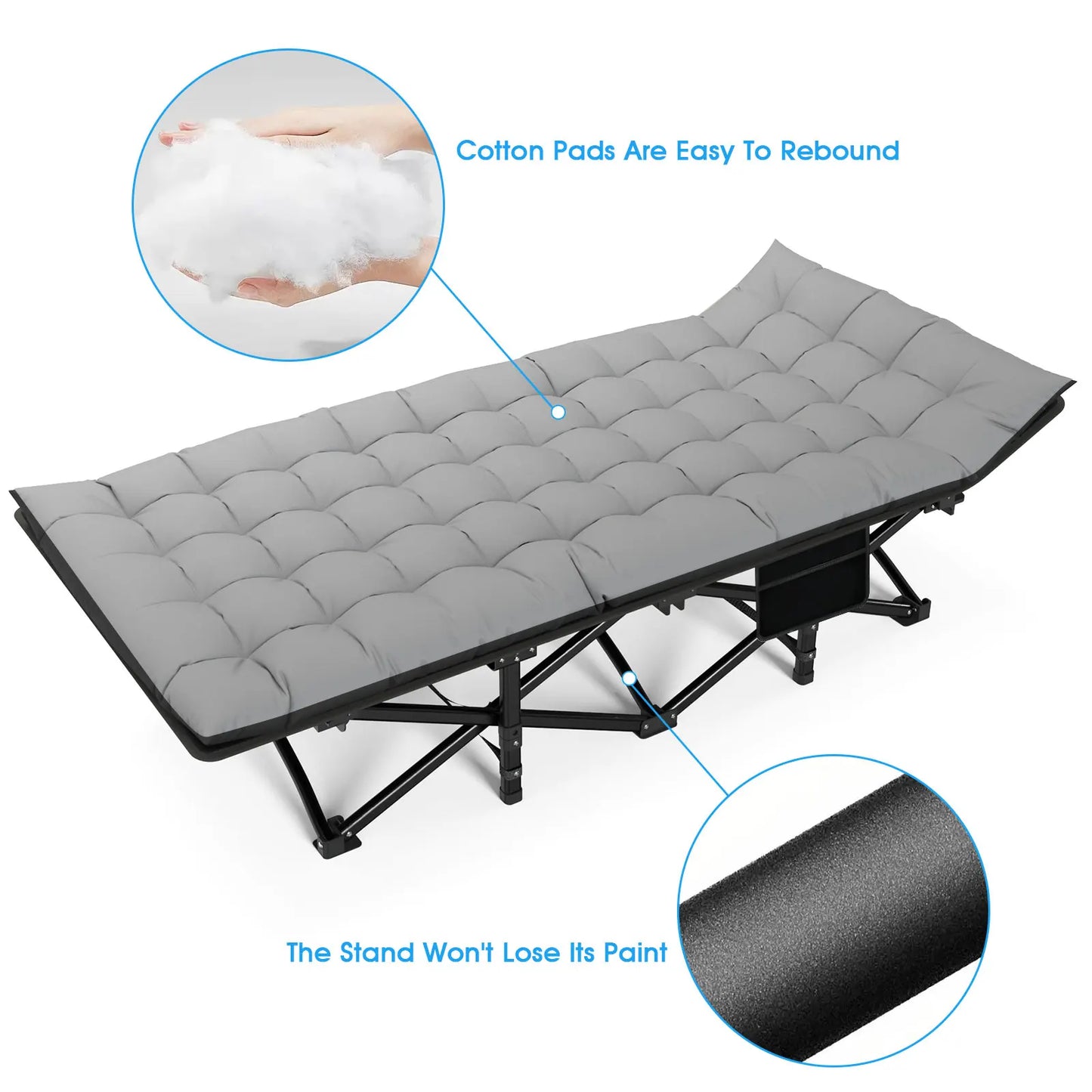 Portable Heavy Duty Folding Camping Cot/Bed for Adults Home Beach RV Noon Break 200KG Bearing