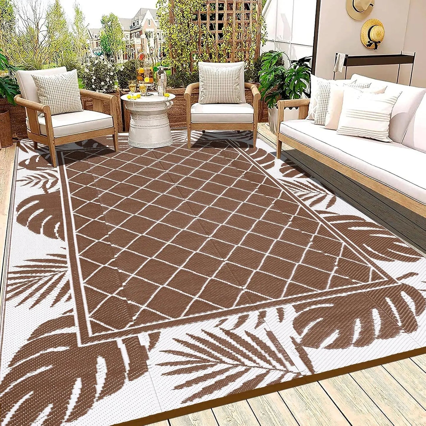 6'x9' Waterproof Reversible Plastic Straw Portable Outdoor Rug for Patio , Area Rug, or Camping