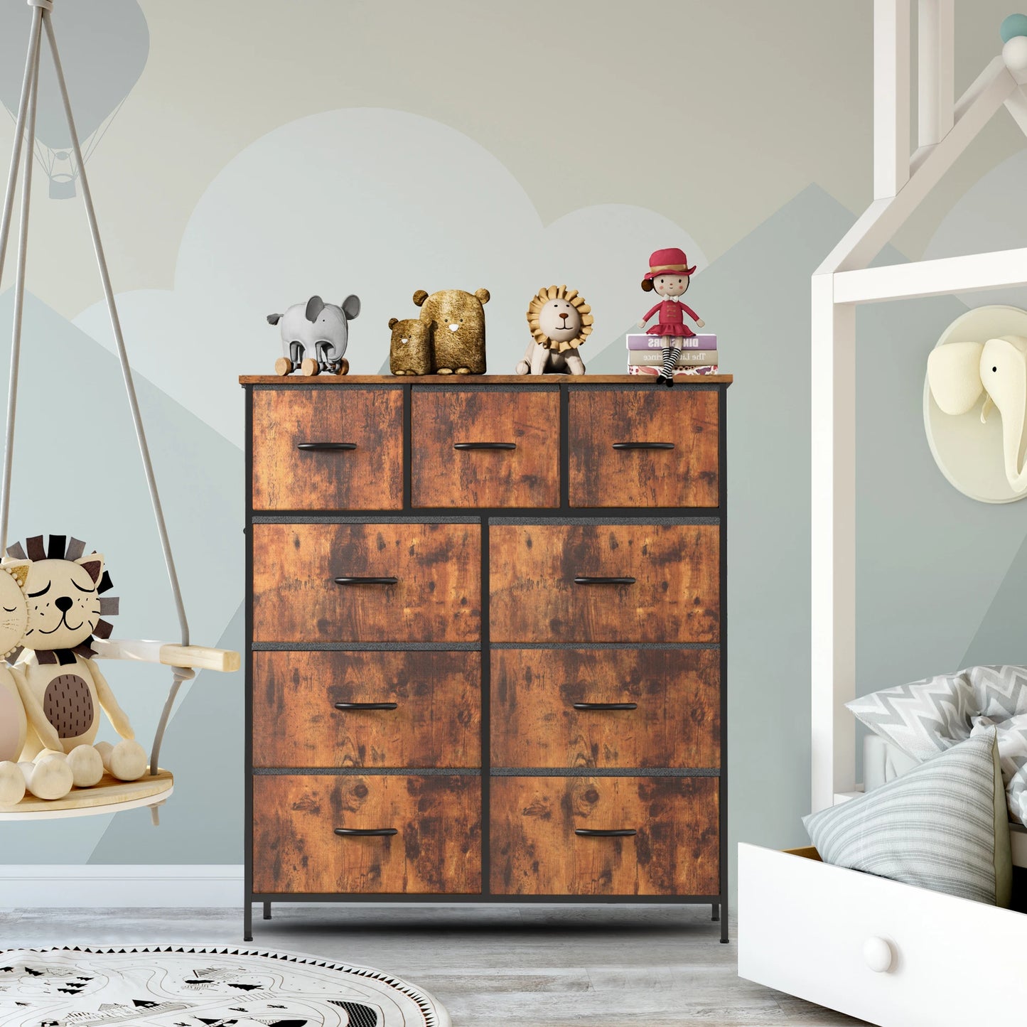 Fabric Wardrobe Storage Organizer Dresser For Bedroom With 9 Drawer