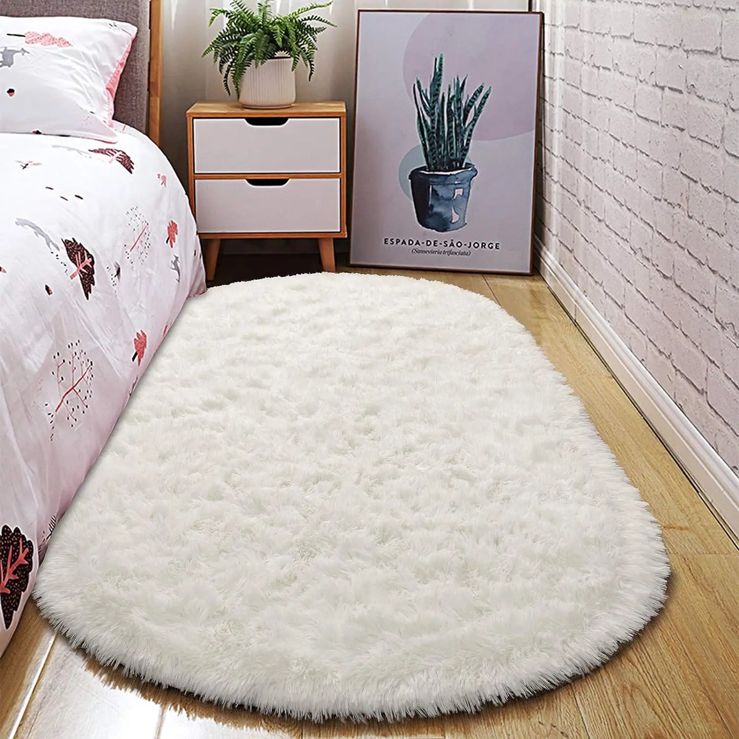 2.6x5.3 ft. Plush, Shaggy, Fluffy, Ultra Soft Oval Area Rugs for Kids Room, Bedside and Nursery