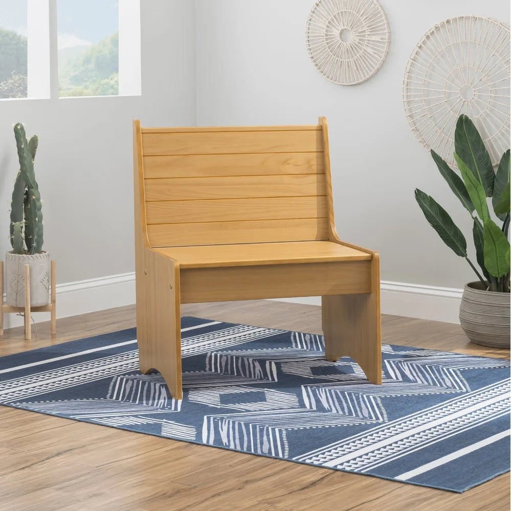 Rustic Style Pine Compact Dining Bench with Hidden Storage and Backrest for Indoor Small Spaces