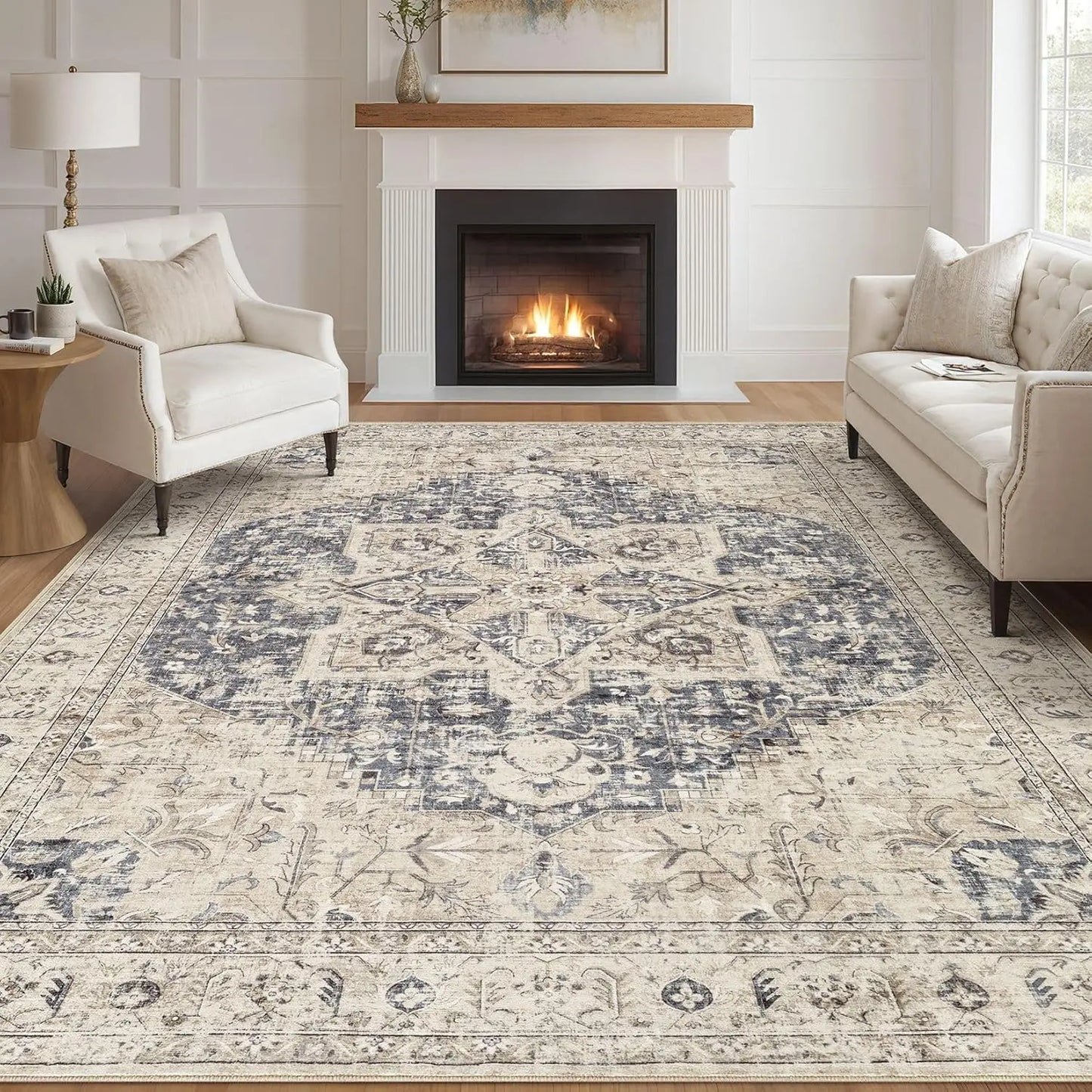 8'x10' Vintage Large Oriental Distressed Farmhouse Washable Boho for Living Room