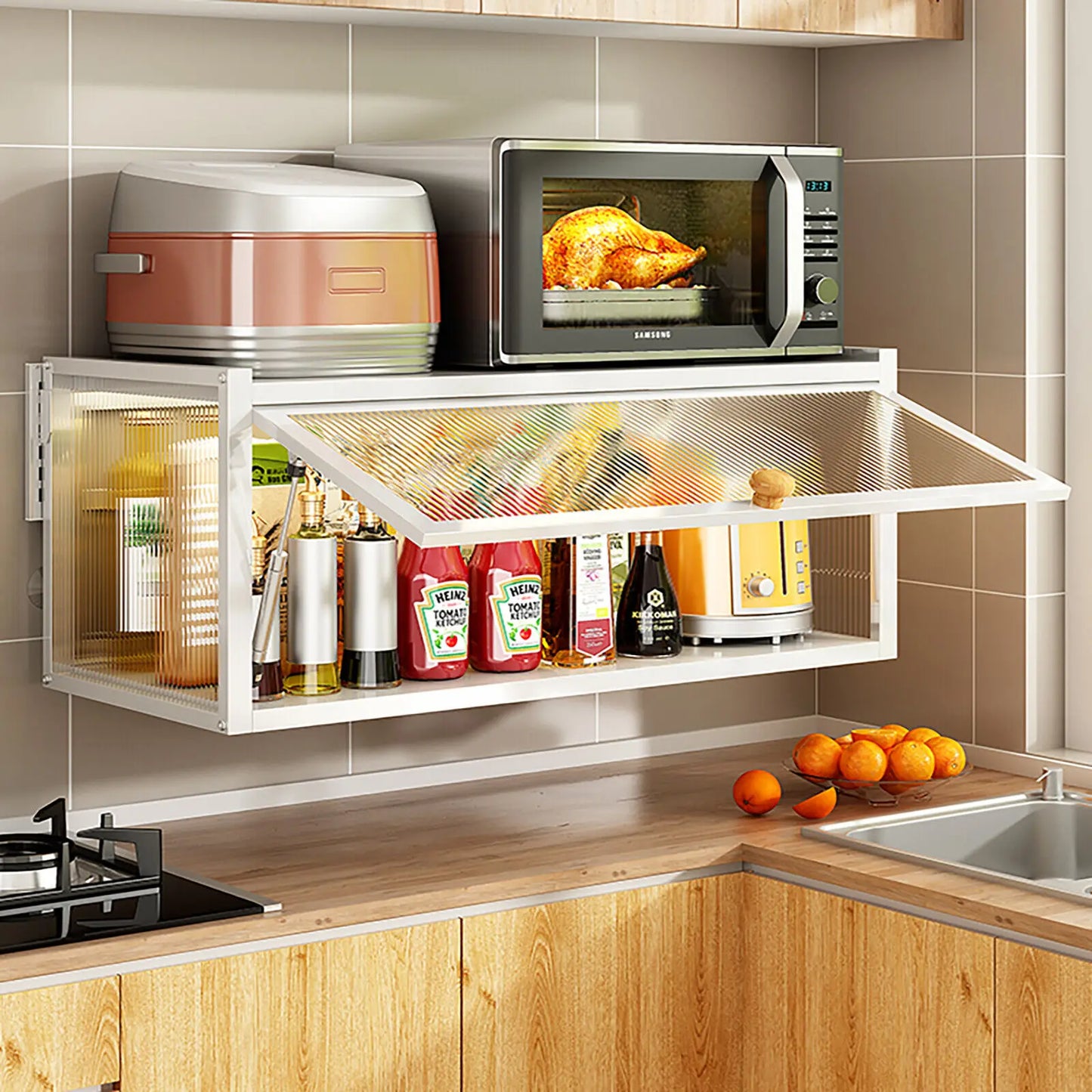 Wall Mounted Storage Cabinet Medicine Books Cabinet Bathroom Kitchen Cupboard