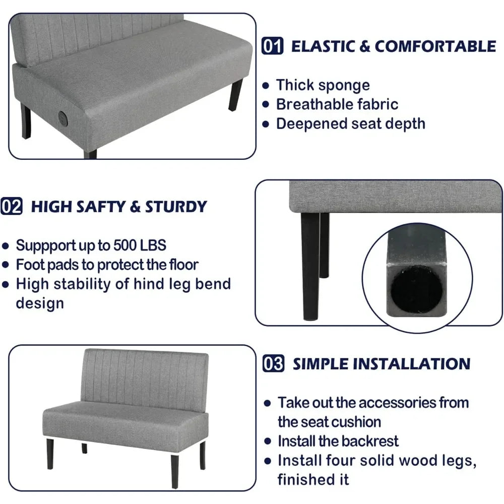 Small Velvet Comfy Armless Couch Loveseat with USB Port Sofa for Bedroom and Living Room