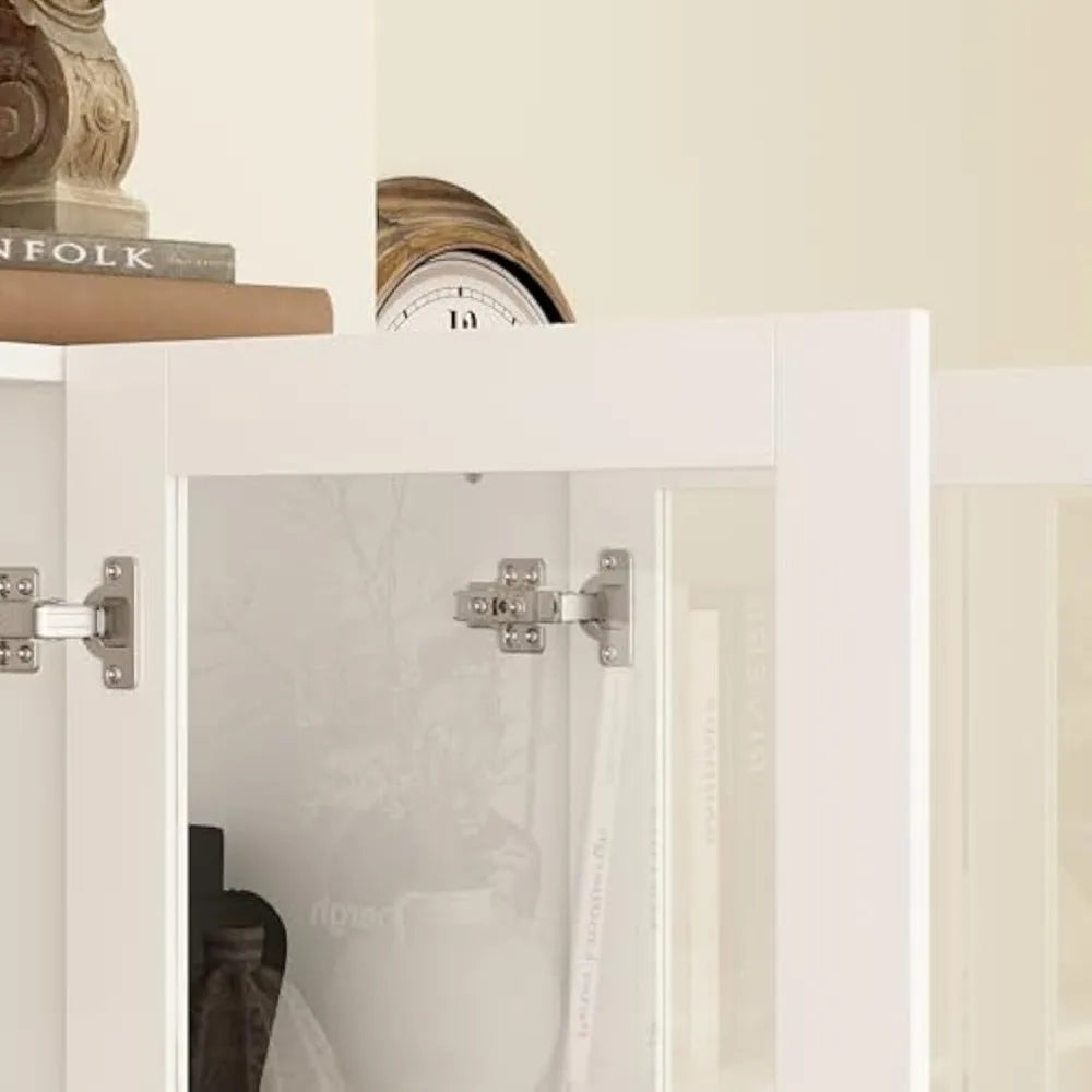 Large 47.2" W Kitchen Pantry with 5-Tier Shelves Storage Cabinet with 6 Acrylic Doors for Organizing the Home, Office, ir Living Room