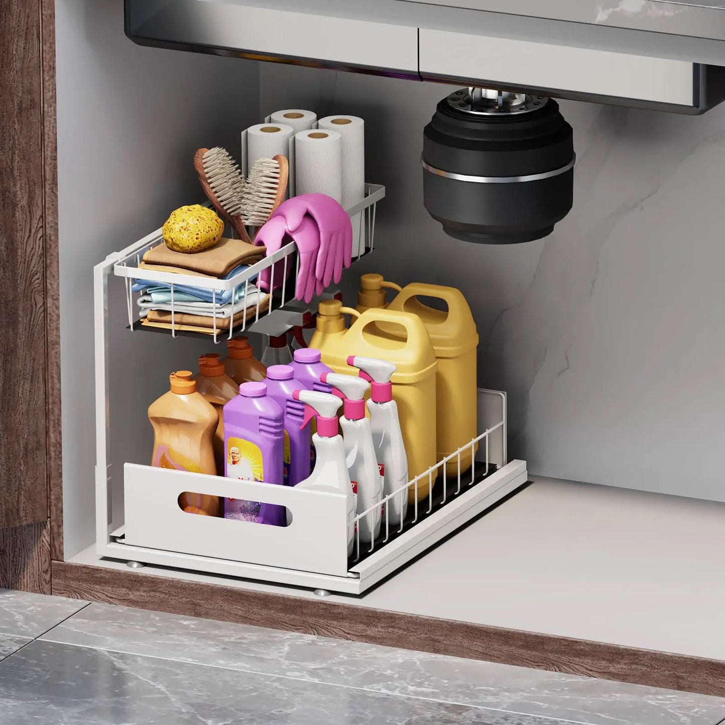 Under Sink 2 Tier Slide Out Organizers and Storage