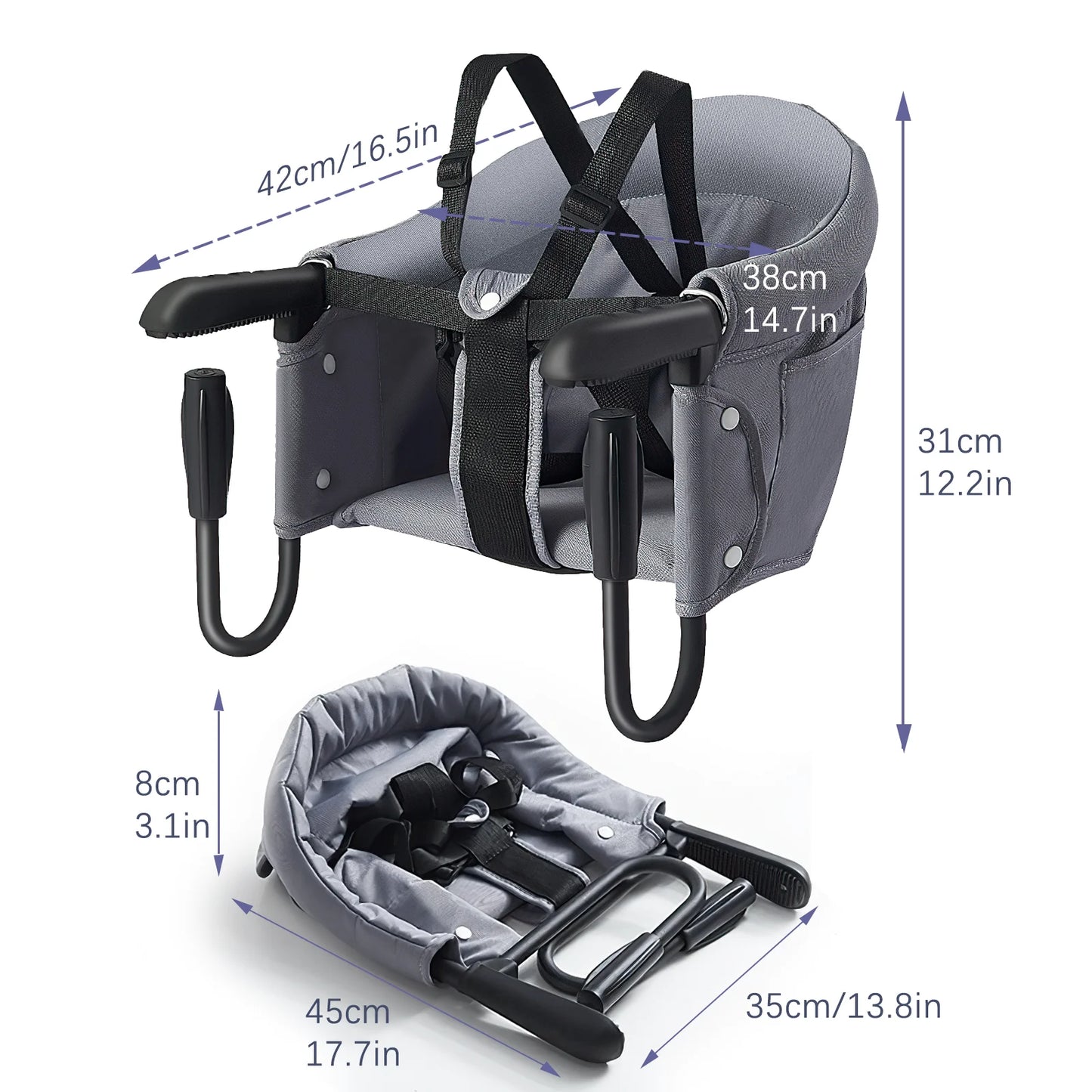 Portable Foldable Easy Feeding Hook-On Table High Chair for Babies 6 Months to 3 Years