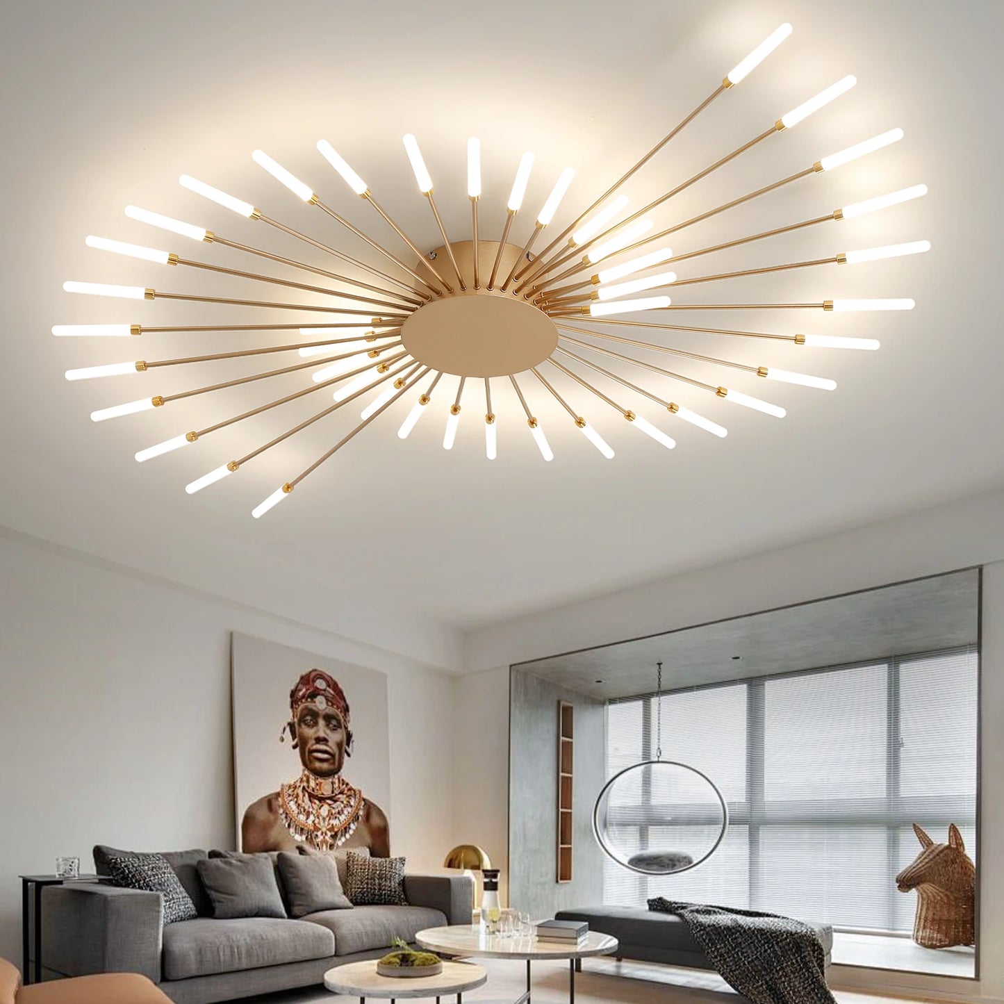 Gold Black Modern LED Chandeliers for Living Room or Bedroom Ceiling