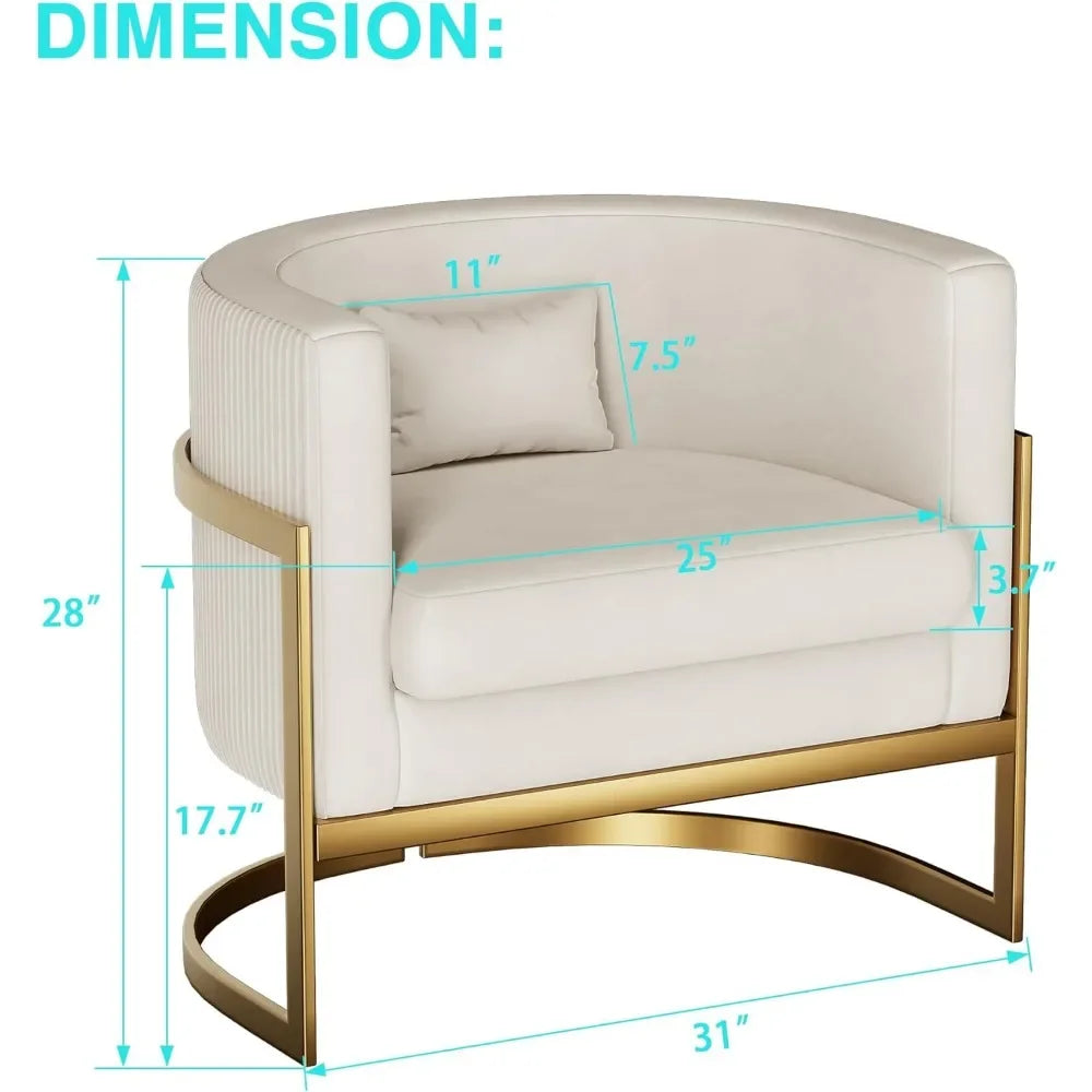 Modern Velvet Accent Barrel Chair with Gold Legs Upholstered Armchair for Bedroom, Living Room, Club Side Chairs