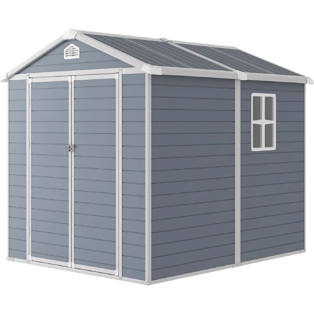 Waterproof Plastic Container Outdoor Storage Shed with Lockable Doors and Transparent Window for Garden