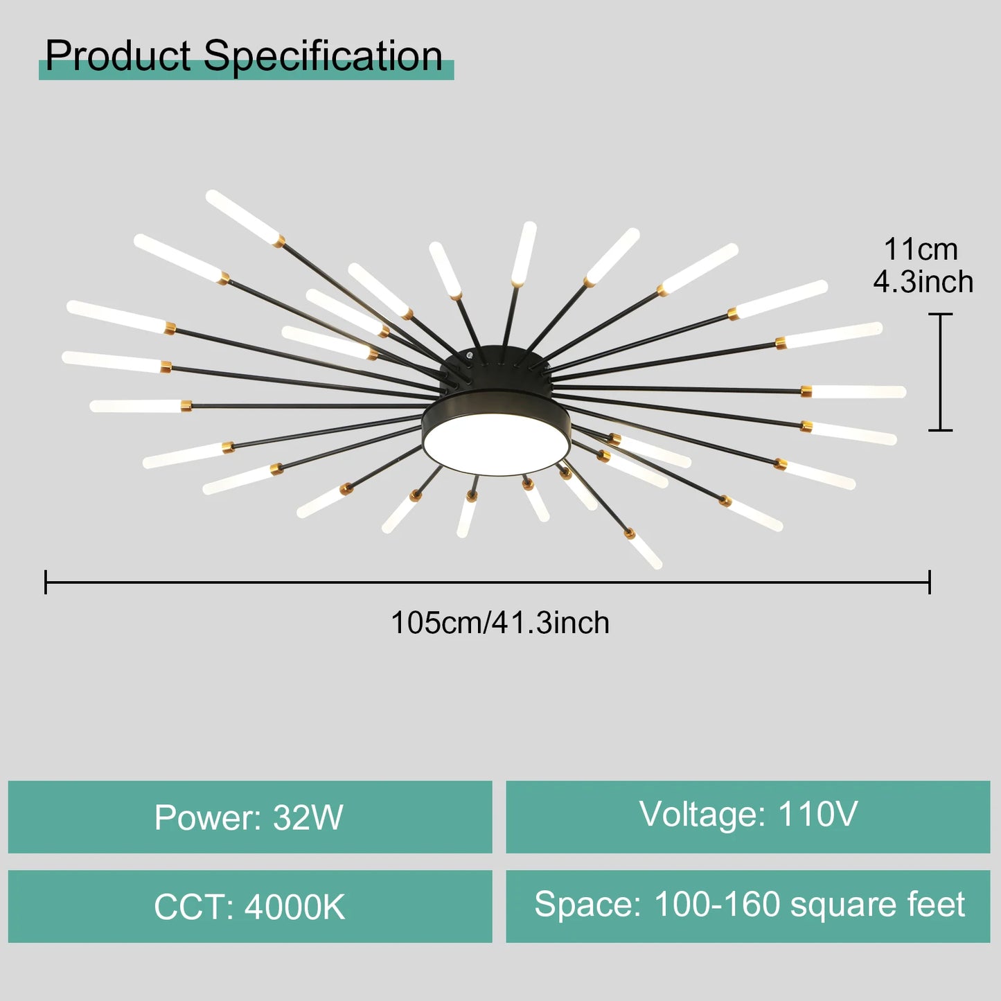 Gold Black Modern LED Chandeliers for Living Room or Bedroom Ceiling