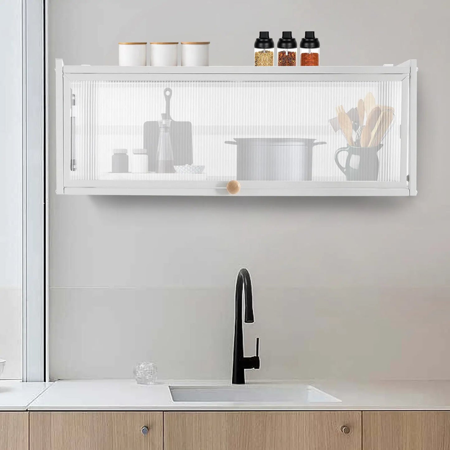 Wall Mounted Storage Cabinet Medicine Books Cabinet Bathroom Kitchen Cupboard