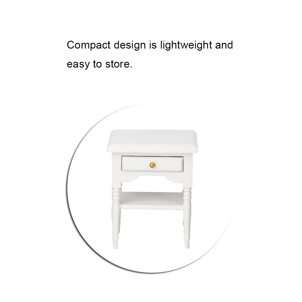 White Mini Bedroom Furnishing Articles Wooden Bedside Table Model