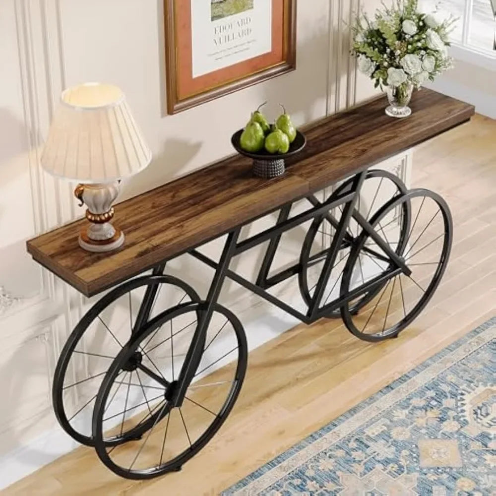 70.9-Inch Extra Long Modern Industrial Entryway Console for Living Room, Hallway, Rustic Brown