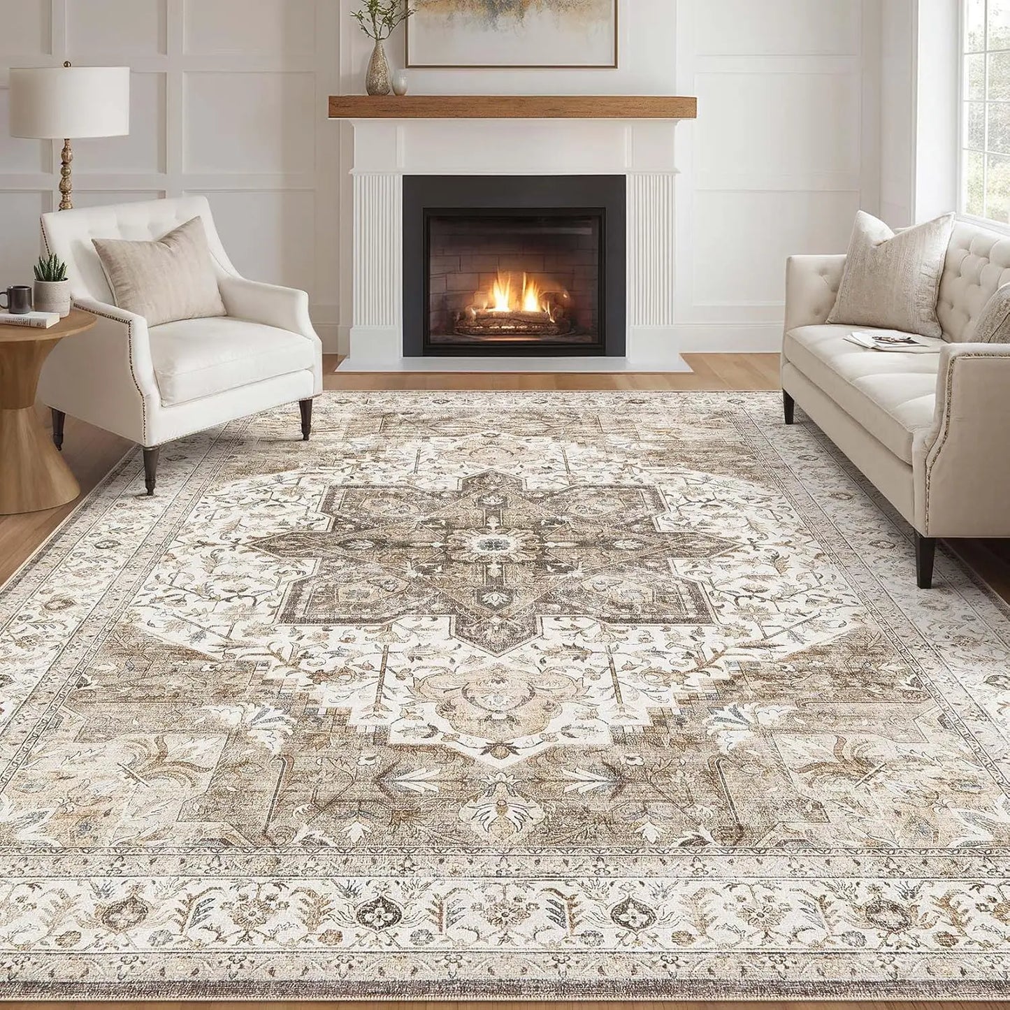 8'x10' Vintage Large Oriental Distressed Farmhouse Washable Boho for Living Room