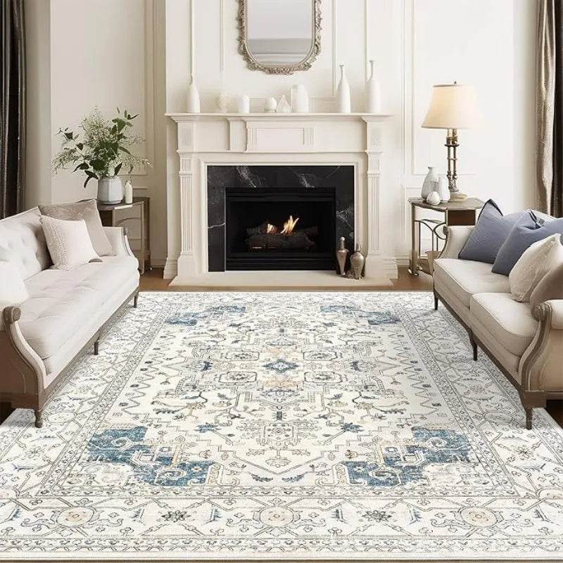 8'x10' Vintage Area Neutral Non-Slip Stain Resistant Washable Rug for Living Room and Dining Room