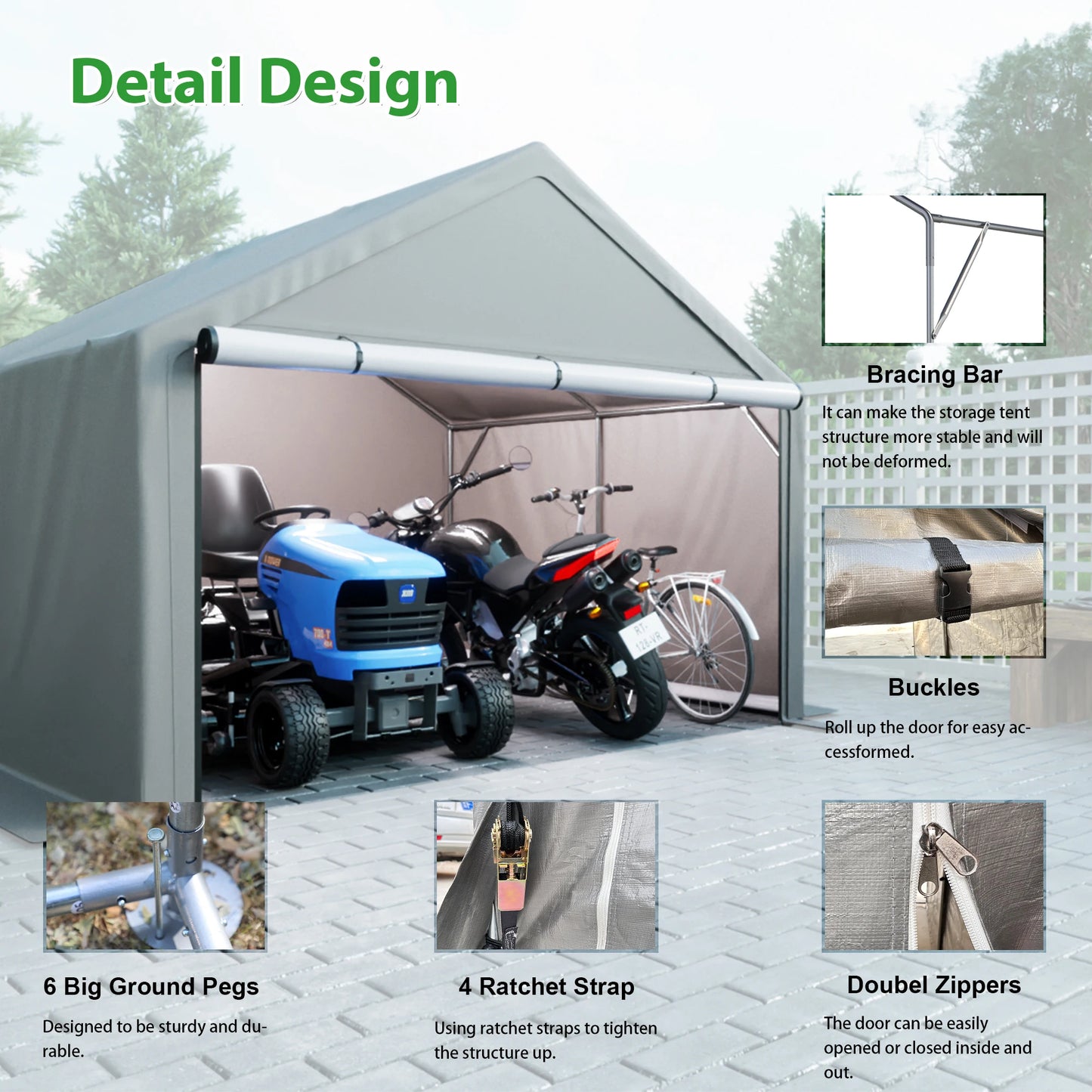 10x10 ft Heavy Duty Portable Outdoor Garage Shed