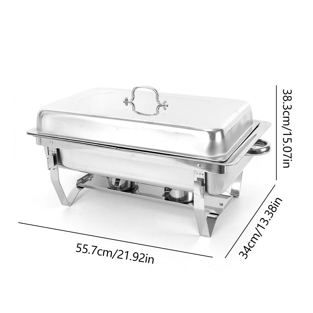 7.5L Stainless Steel Dual Compartment Buffet Chafing Dish with Led for Catering Warm Food
