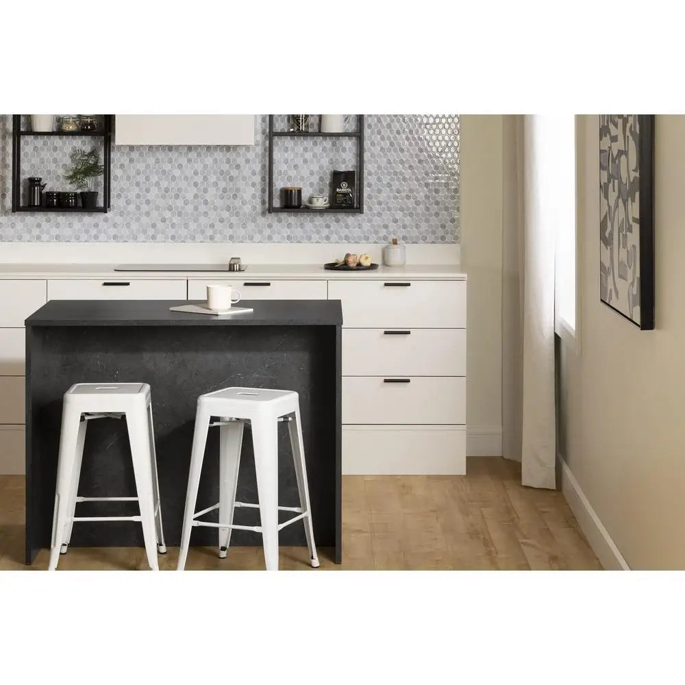 Melamine Faux Black Stone four drawers Adjustable Shelf Water Resistant Storage with Prep Countertop