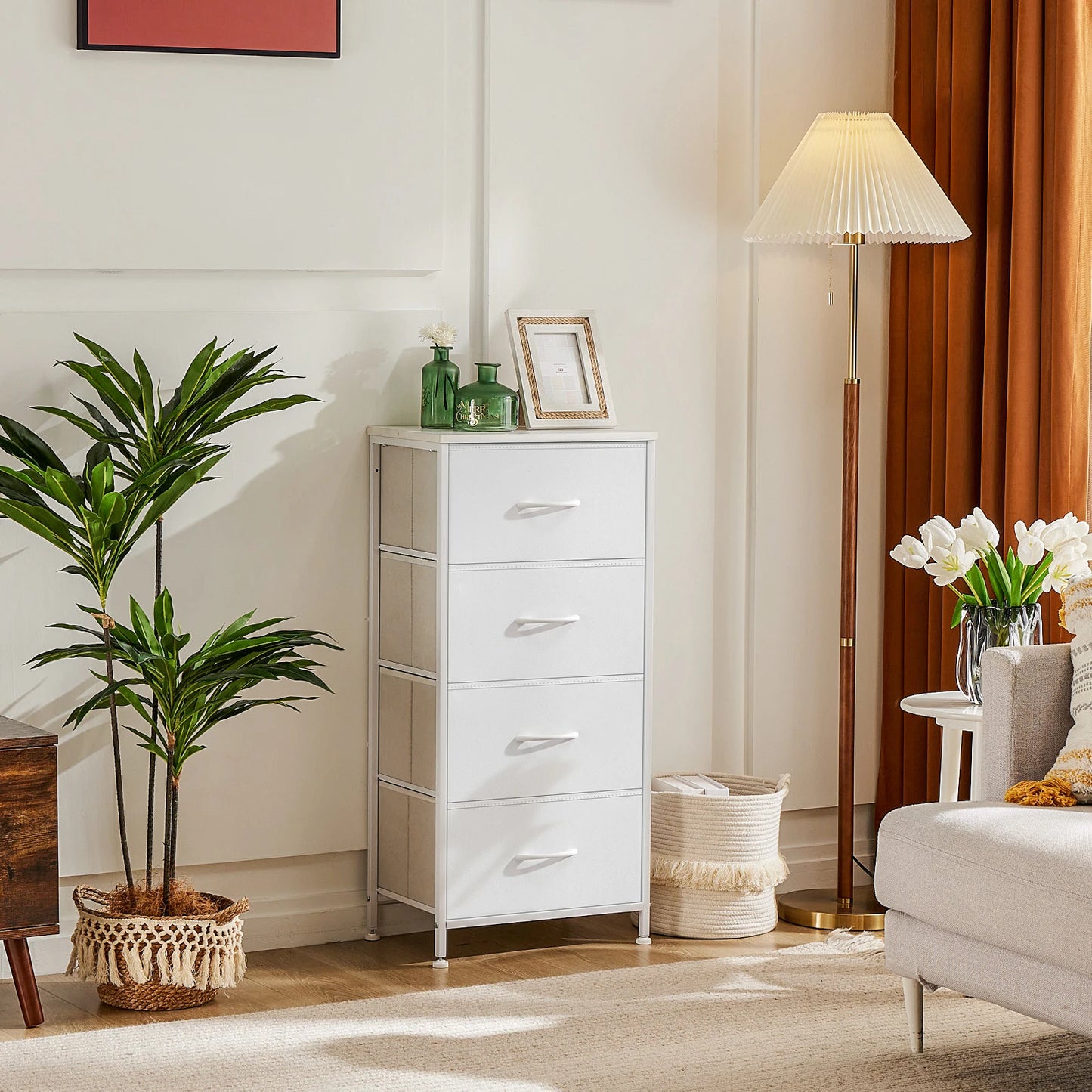 4 Fabric Drawers Dresser Clothes Storage