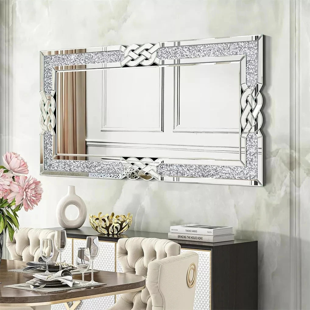 Glam Bling Crystal Crushed Diamond Frame Wall Mirror