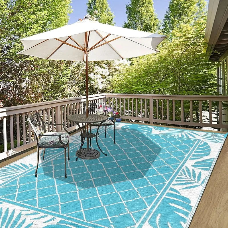 6'x9' Waterproof Reversible Plastic Straw Portable Outdoor Rug for Patio , Area Rug, or Camping