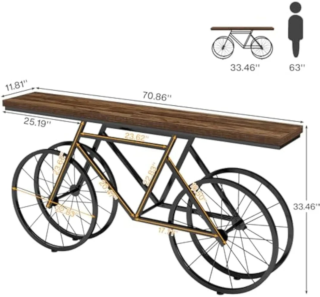70.9-Inch Extra Long Modern Industrial Entryway Console for Living Room, Hallway, Rustic Brown