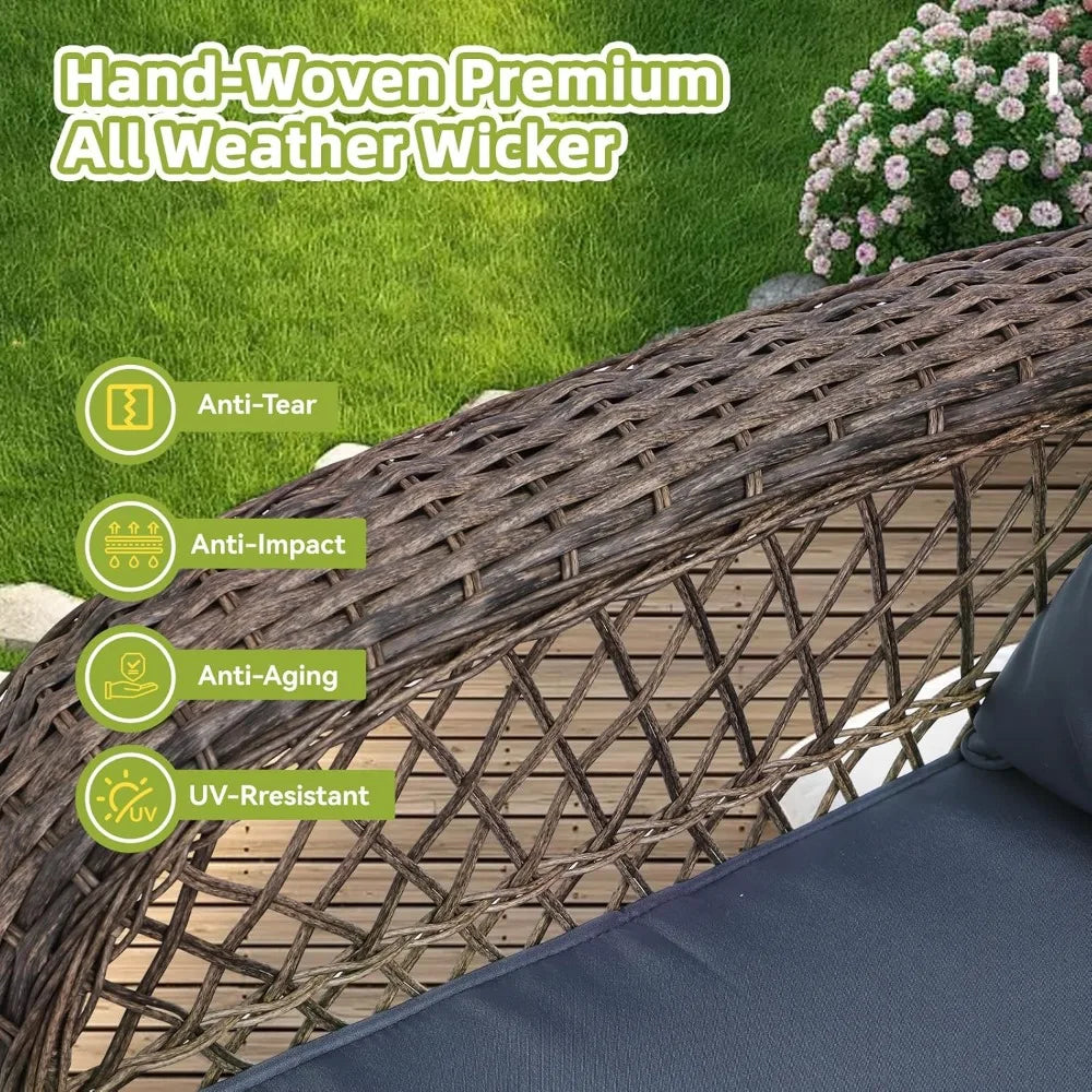 Outdoor Wicker Swivel 360 Degree Rocker and Patio Chair Furniture Set