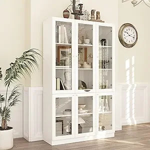 Large 47.2" W Kitchen Pantry with 5-Tier Shelves Storage Cabinet with 6 Acrylic Doors for Organizing the Home, Office, ir Living Room