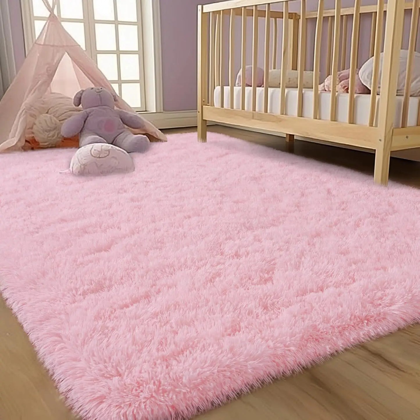 Plush, Fluffy Soft Anti-Skid Durable Area Carpet for Living Room, Girls Bedroom, or Kids Room