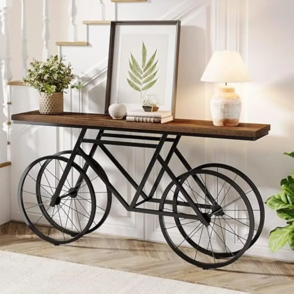70.9-Inch Extra Long Modern Industrial Entryway Console for Living Room, Hallway, Rustic Brown
