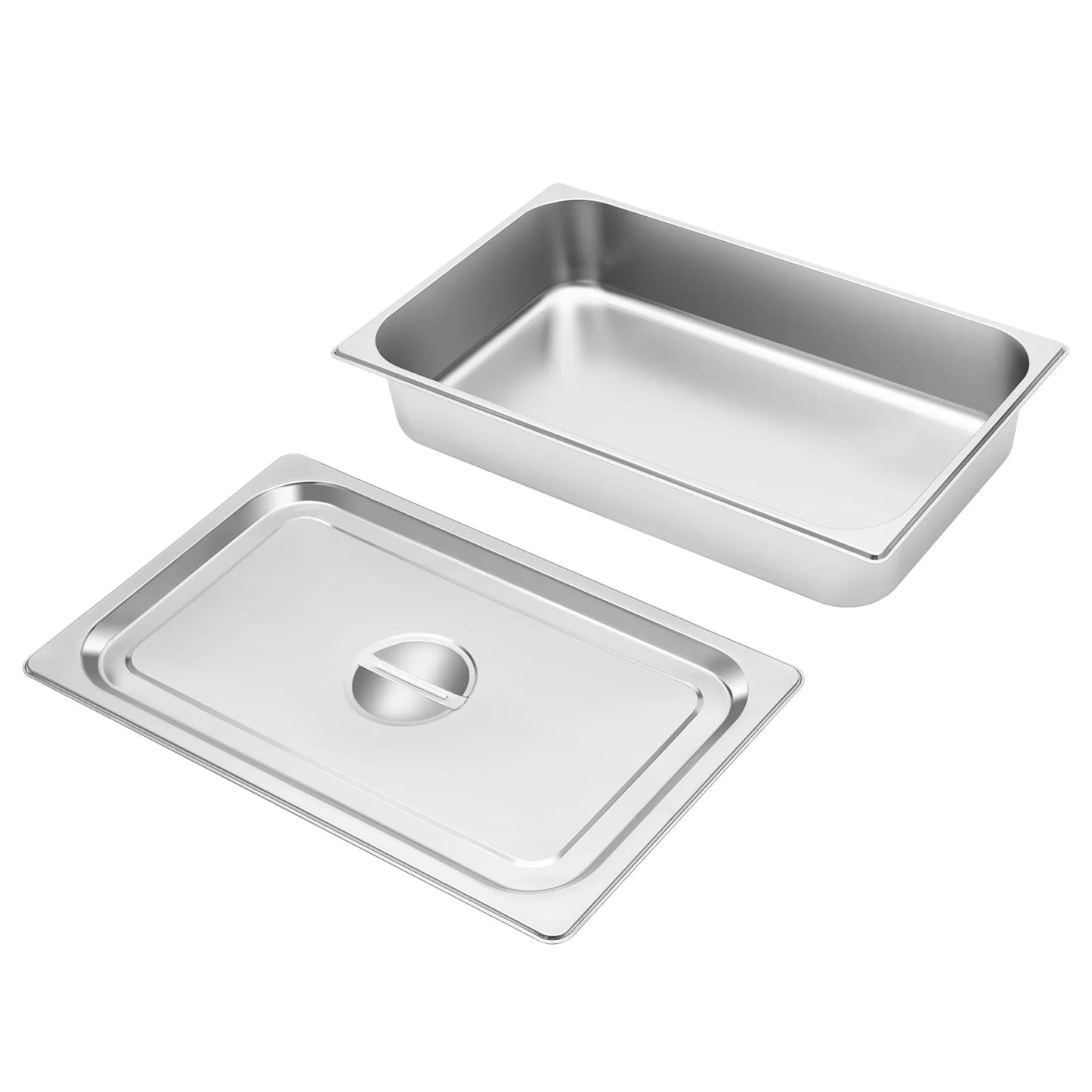 4 Pcs Stainless Steel Buffet Chafing Food Container Table Pans with Lids for Commercial and Personal Use.