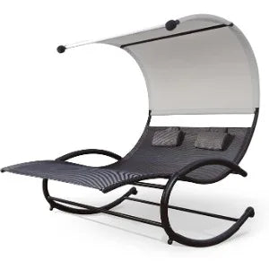 Outdoor Patio Lounge Daybed Hammock with Adjustable Shade Canopy