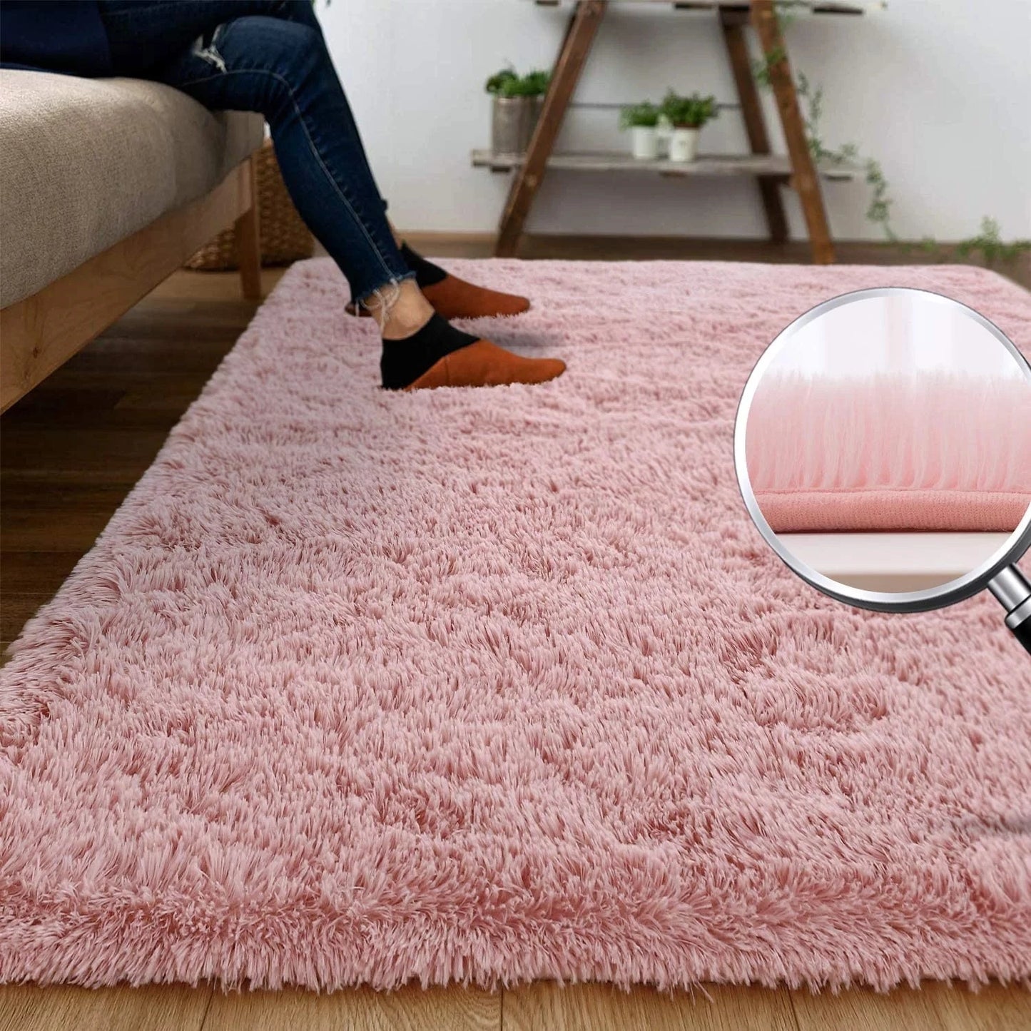 Plush, Fluffy Soft Anti-Skid Durable Area Carpet for Living Room, Girls Bedroom, or Kids Room
