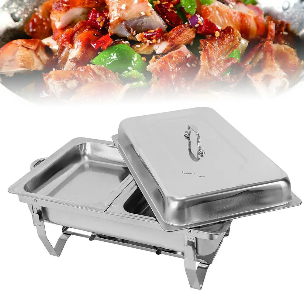 7.5L Stainless Steel Dual Compartment Buffet Chafing Dish with Led for Catering Warm Food