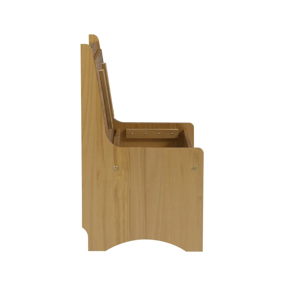 Rustic Style Pine Compact Dining Bench with Hidden Storage and Backrest for Indoor Small Spaces