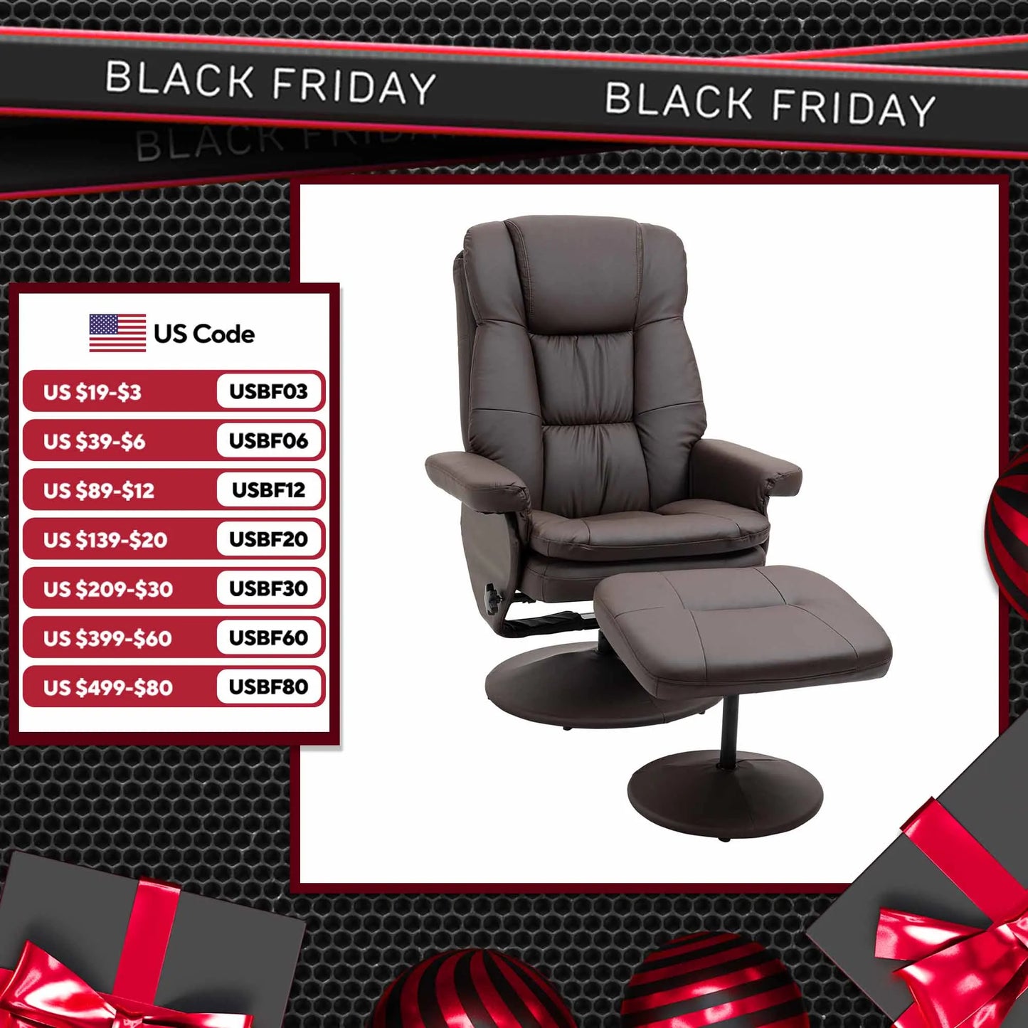 Modern PU Leather Recliner Chair with Footrest and Ottoman for the Living Room, Brown