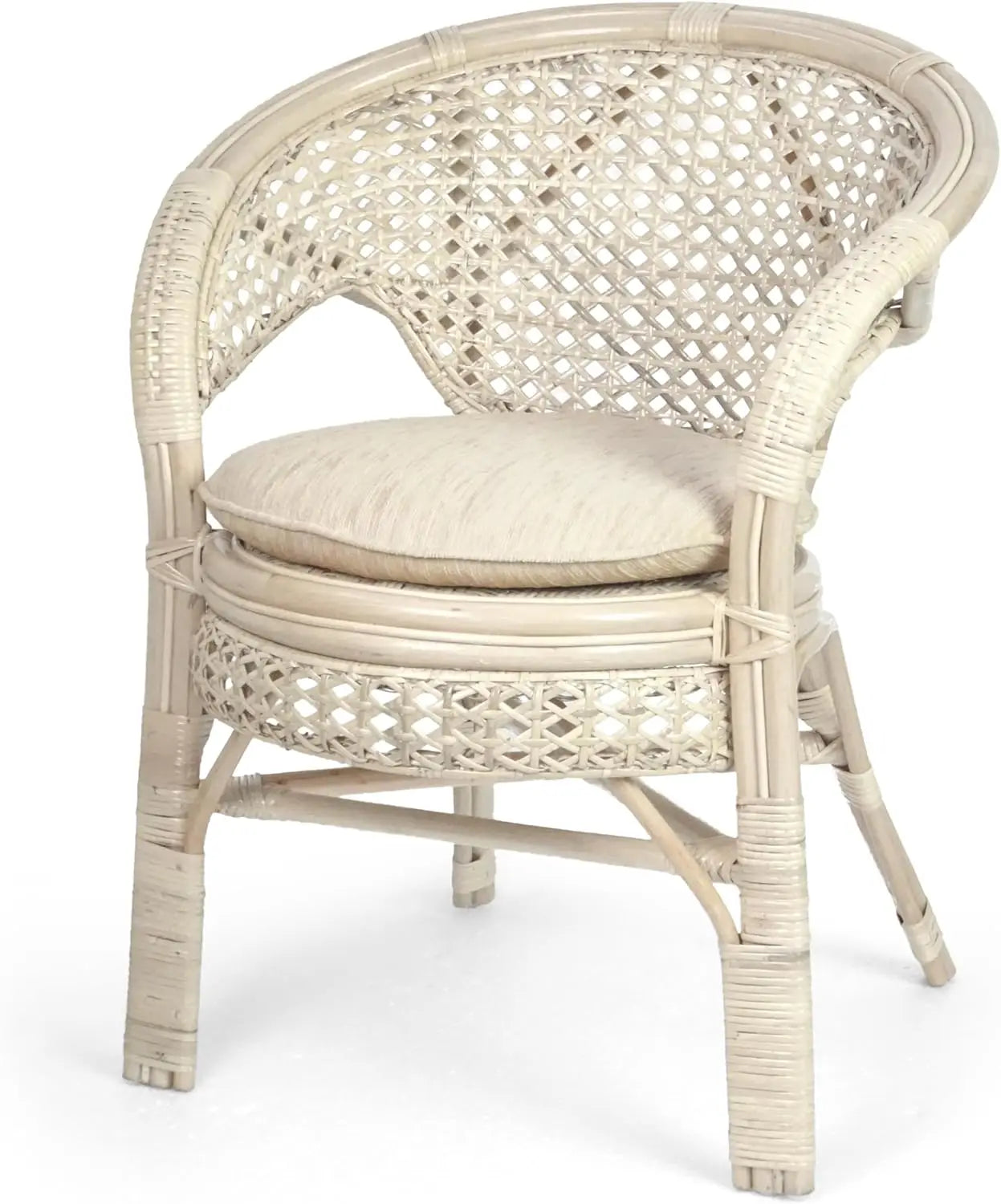 Set of 2 Pelangi Handmade Rattan Dining Wicker Chairs Colonial Color w/Cream Cushion