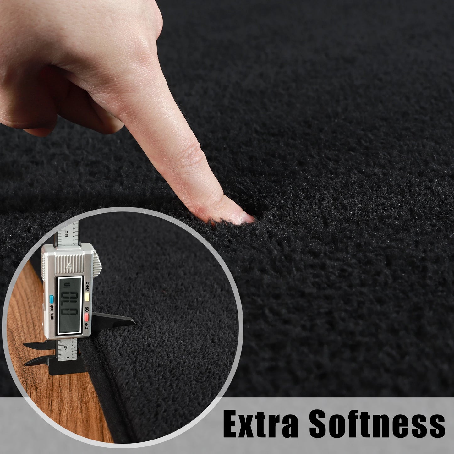 Large Rectangular Soft Non-Slip Black Rugs for Living Room, Bedside or Game Mat